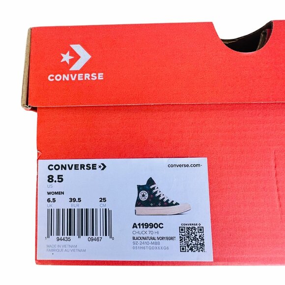 ⭐Converse Chuck 70 Hi Floral Tapestry Sz 8.5 Women's Shoes Sneaker Black A11990C - Picture 10 of 12